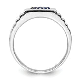 Sterling Silver Rhodium-plated Men's Blue Sapphire Ring